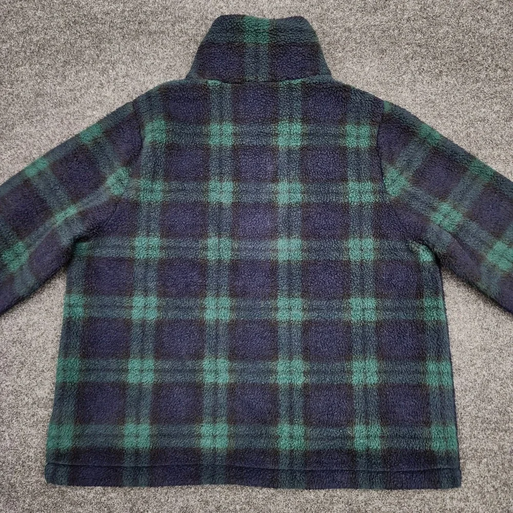 J. Crew Mens XL Green Navy‎ Blackwatch Plaid Quarter Zip Fleece Jacket Heritage